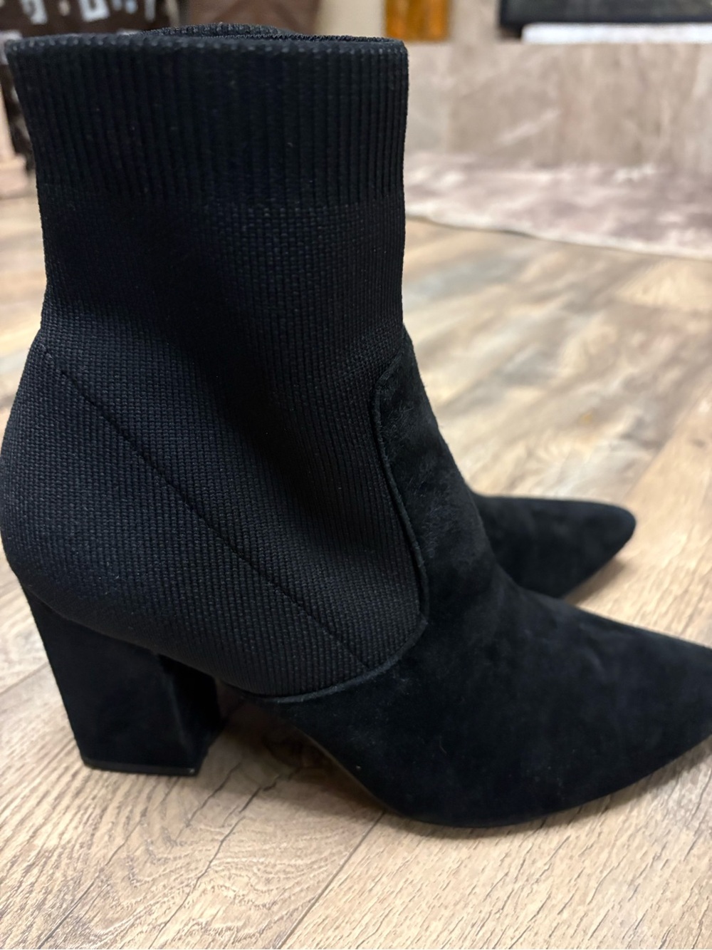 Steve Madden Black Sock-Style Block Heel  Boots